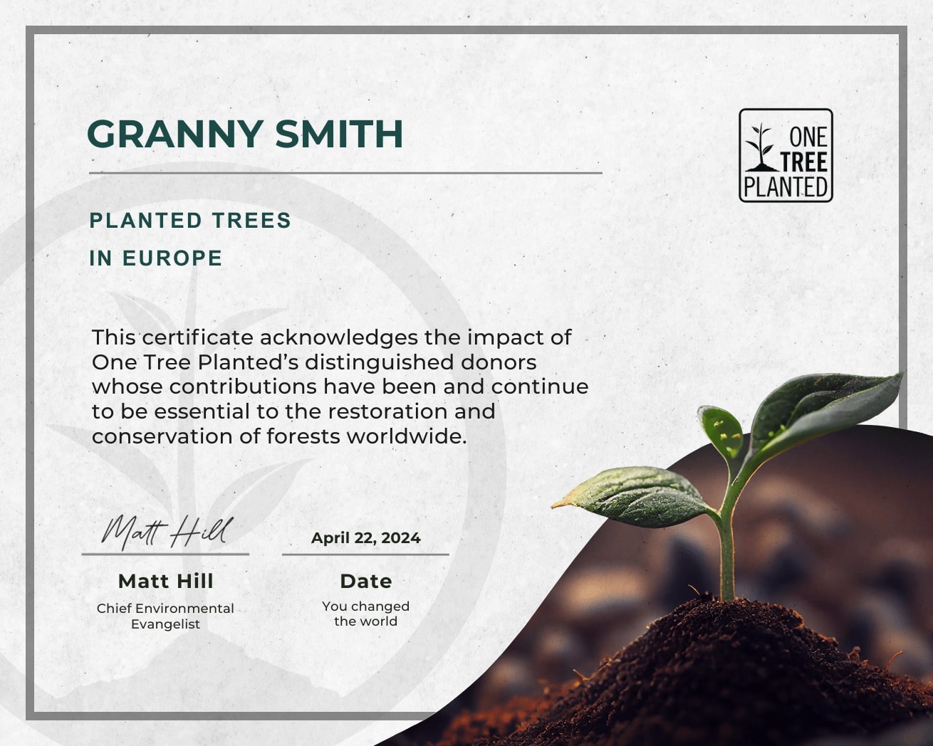 Europe tree certificate